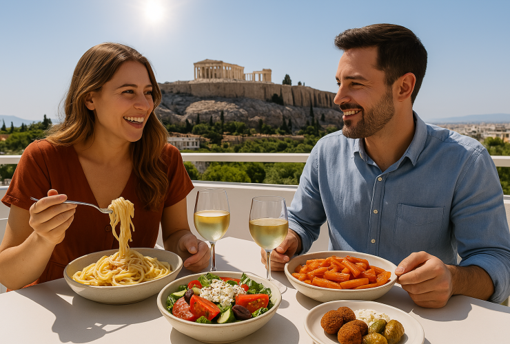 Καρμπονάρα και ραβιόλια με φόντο την Ακρόπολι!